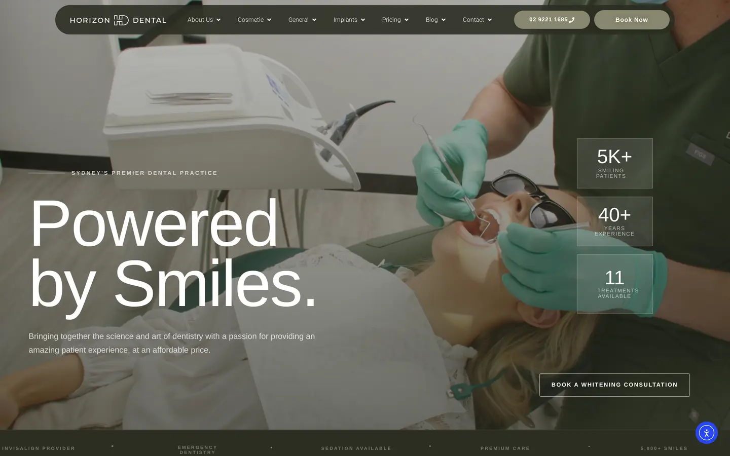 Horizon Dental website homepage designed by GYA