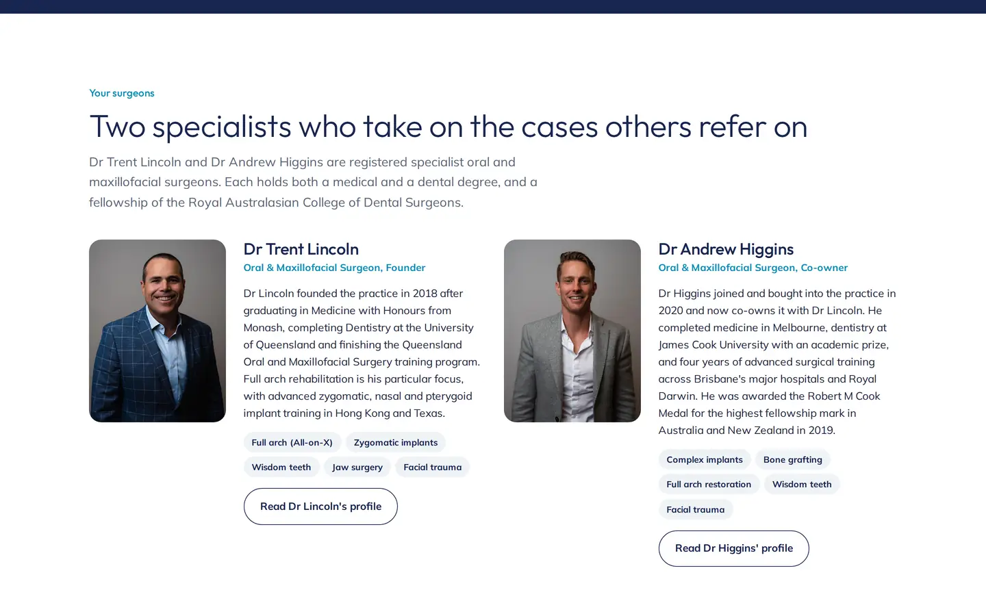 Sunshine Coast Oral, Facial & Implant Specialists website homepage designed by GYA